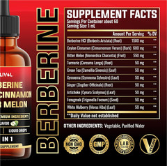 10in1 Liquid Drops Berberine with Ceylon Cinnamon Bitter Melon Turmeric Ginger