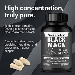 Peruvian Black Maca Of Natural Energy Booster For Men Women 30/60/120 Capsules