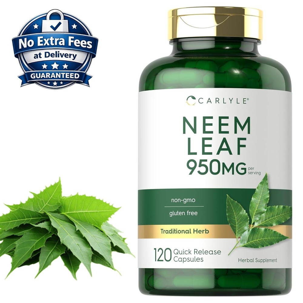 Hoja de Neem 950mg Azadirachta Indica 120 Cápsulas en Polvo | Suplemento herbal