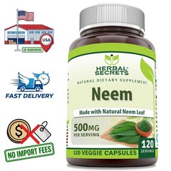Organic Neem Leaf Powder 500mg | 120 Capsules | 120 Day Supply