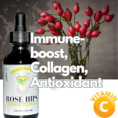 Rose Hips Non-Alcohol Extract Tincture Organic Liquid Herbal Drops 2oz Body Skin