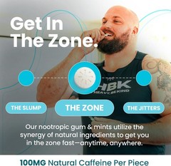 Energy & Focus Gum, Extra Strength – 100mg Natural Caffeine Nootropic L-Theanine