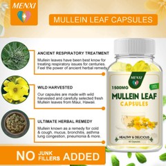 Mullein Leaf Capsules Support Lung Cleanse Respiratory Function 3 Months Supply