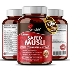 Safed Musli Extract with 11 Herbs 5750mg Capsules – 90 Count – Energy Supplement
