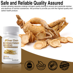 Korean Red Panax Ginseng 1600mg – 120 Capsules – Extra Strength Highest Potency
