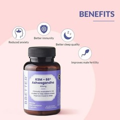 BBETTER Ashwagandha KSM-66 600mg | Stress Sleep Anxiety Relief 120 Caps O948