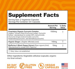 Turmeric Curcumin with Bioperine Black Pepper and Ginger – Made in USA – 120 Veg
