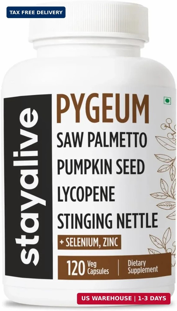 Pygeum Africanum Supplement, 7-in-1 Extract 120 Count (Pack of 1) FAST SHIP