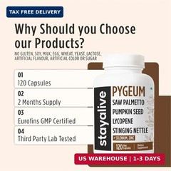 Pygeum Africanum Supplement, 7-in-1 Extract 120 Count (Pack of 1) FAST SHIP