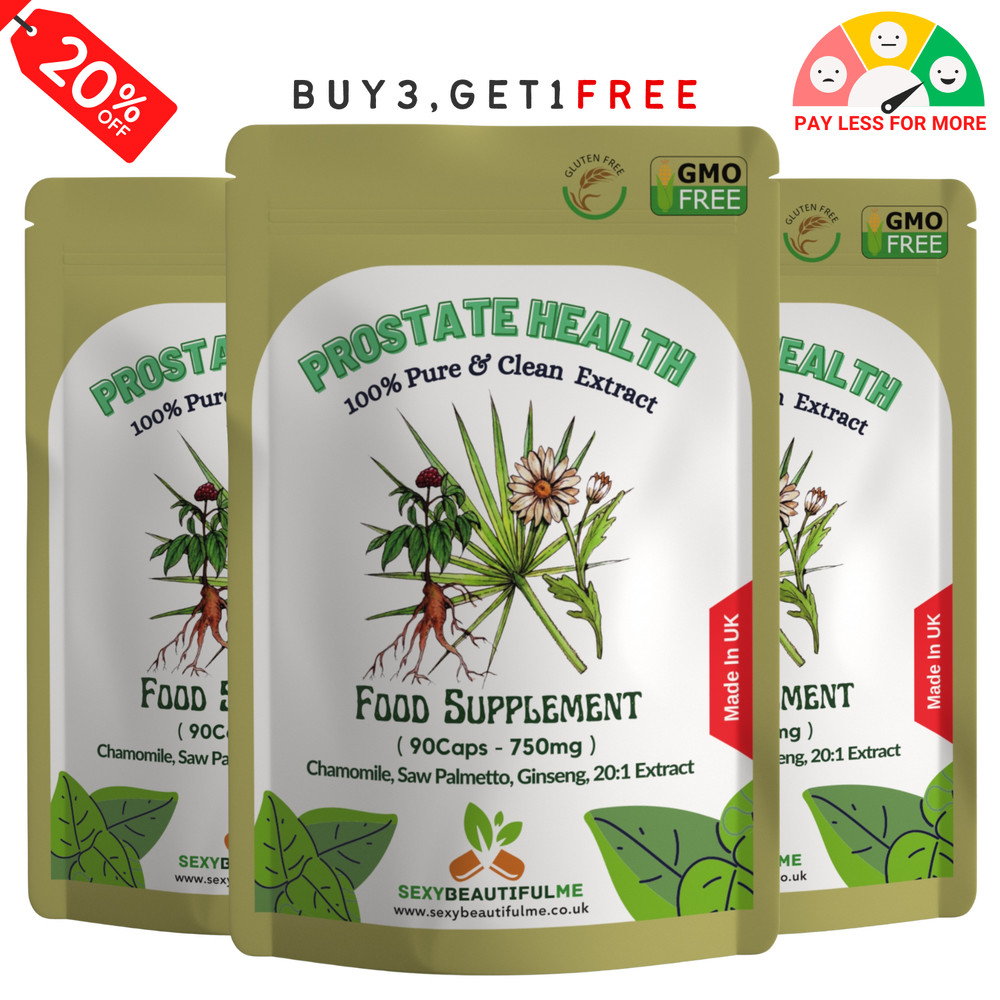 Prostate Health Complex Capsules 15000mg–Saw Palmetto, Ginseng & Chamomile–Vegan