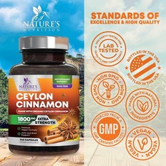Organic Ceylon Cinnamon Supplement 1800mg – Extra 240 Count (Pack of 1)