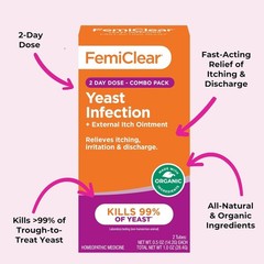 FemiClear Homeopathic 2 Day Dose Combo Yeast Infection External Itch Exp 2/2028