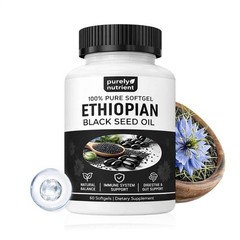 Premium 1/2x Ethiopian Black Seed Oil Softgels 4.64% Thymoquinone Gluten-Free 60