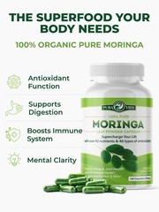 PURA VIDA MORINGA Capsules Single Origin Moringa Powder Organic. Pure Moringa