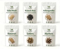 Safed Musli, Kaunch Beej, Ashwagandha, Shatavari Gokhru Akarkara Combo Free Ship