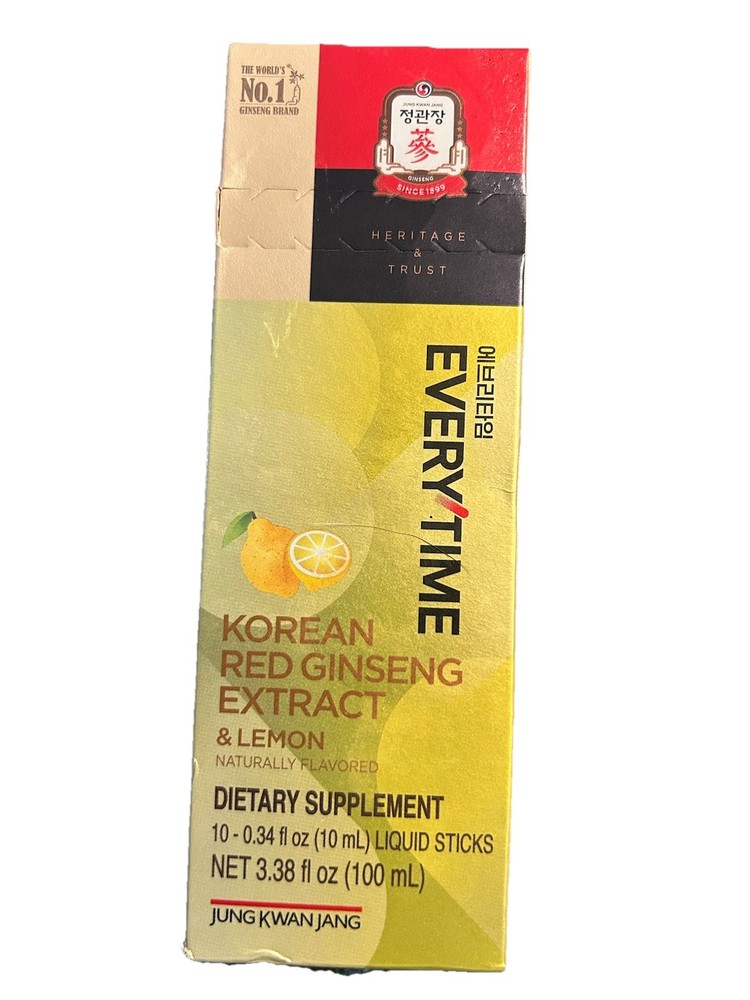 Korean Red Ginseng Extract, Everytime, Lemon, 10 Liquid Sticks, 0.34 fl oz (10