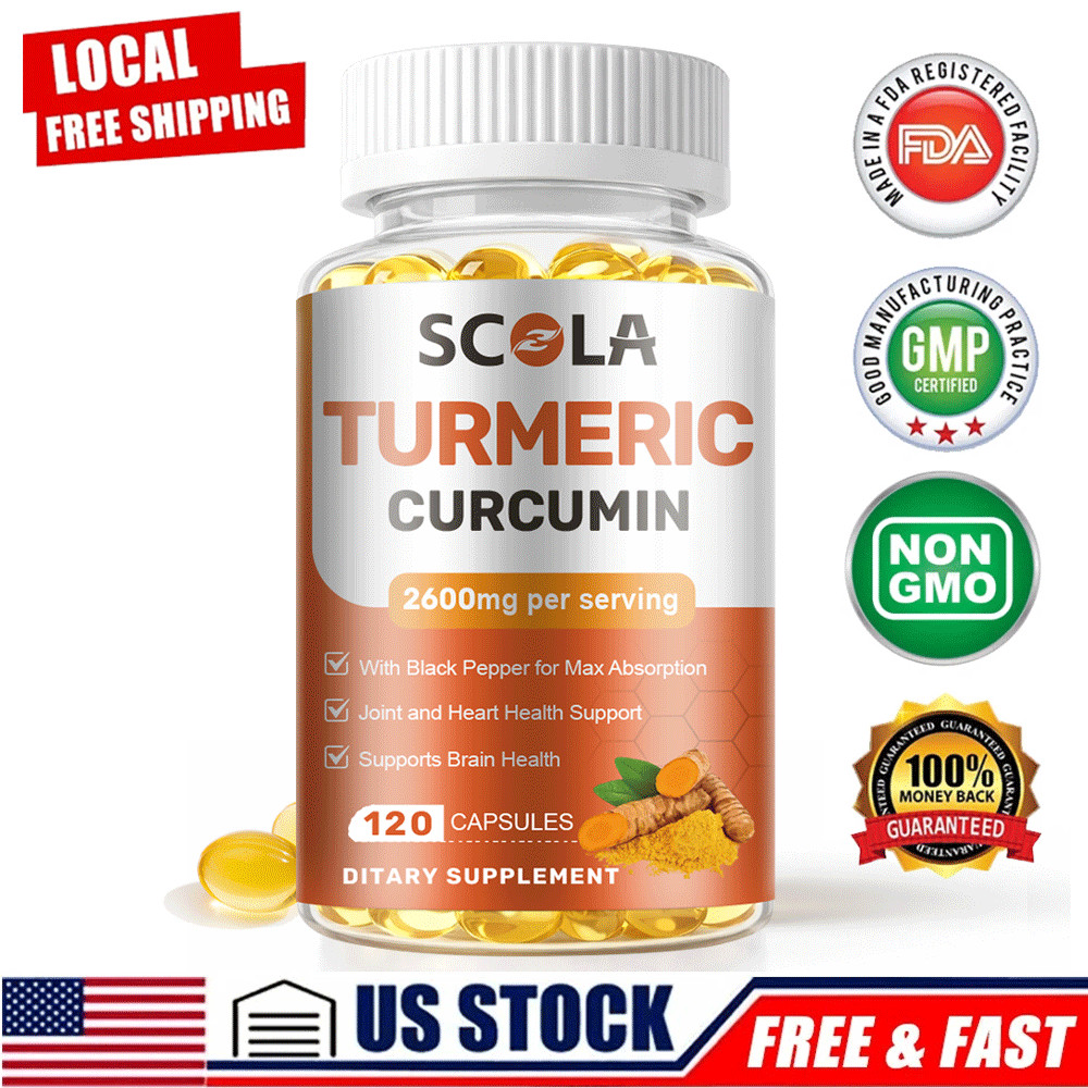TURMERIC 95% CURCUMIN 2600mg EXTRACT TUMERIC BLACK PEPPER ANTIOXIDANT BEST