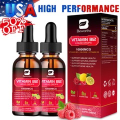 2× Vitamin B12 Liquid 10000 mcg Vit B 12 Drops Energy Booster High Absorption