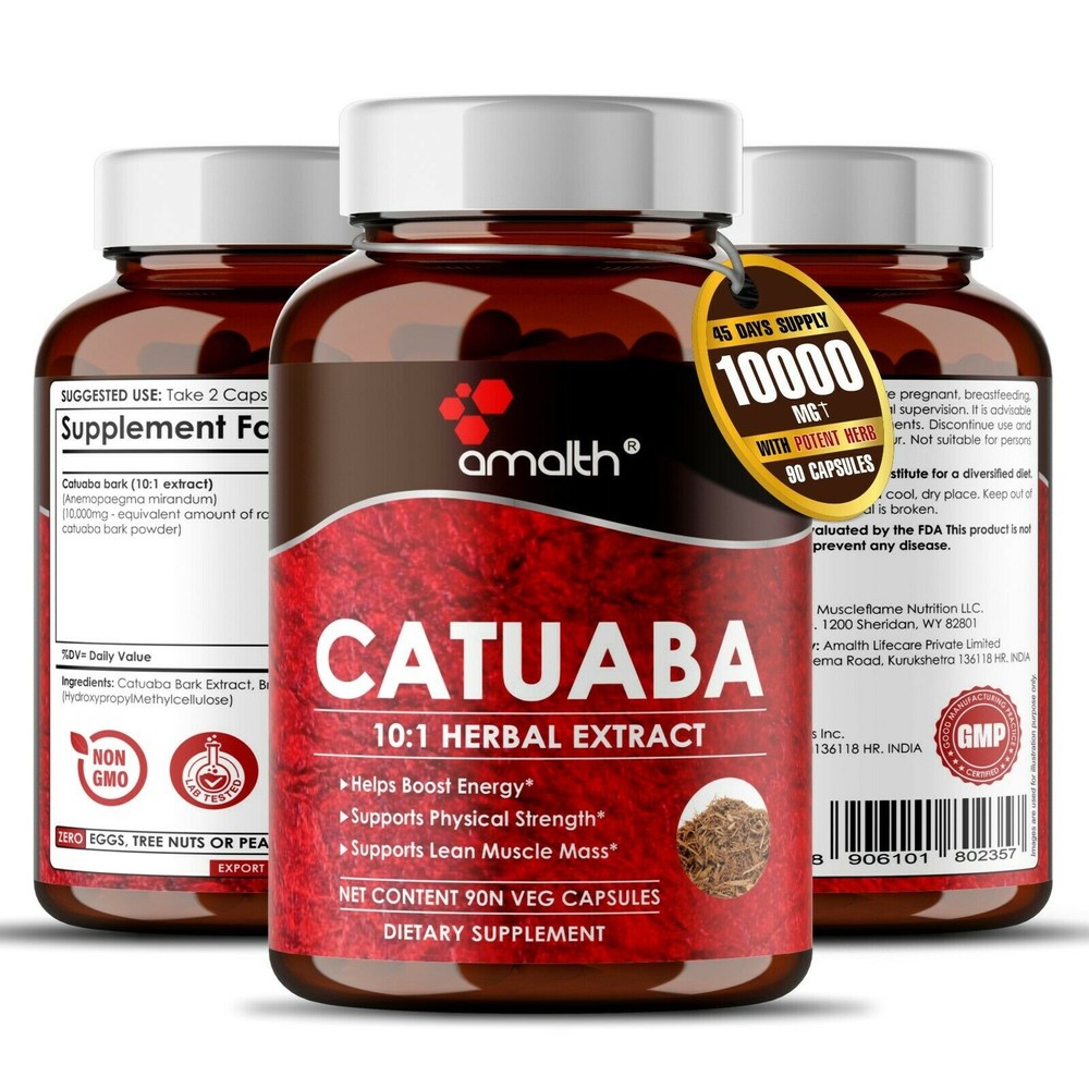 Catuaba Bark Extract Powder 10000mg Capsules – 90 Count – Sexual Wellness