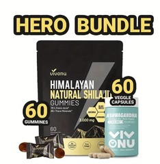 Shilajit Gummies Max Strength + Ashwagandha Bundle Energy Focus Stress Relief