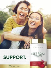 USDA Organic Extra Strength Beet Root 20:1 Extract 8000 mg Strength 120 Capsules