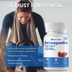 Organic Ashwagandha Capsules 1200mg Male Enhancing & Adrenal Support 120Capsules
