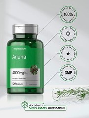 Arjuna Bark Capsules 4000mg | 120 Count | Non-GMO, Gluten Free | by Horbaach