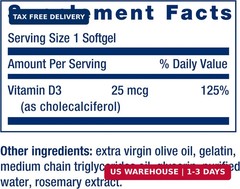 Life Extension Vitamin D3 25 mcg (1000 IU), Immune System Support, Bone Health
