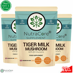 Tiger Milk Mushroom 5000mg Capsules-(40%B-Glucans)-100% Natural & Vegan-90Caps