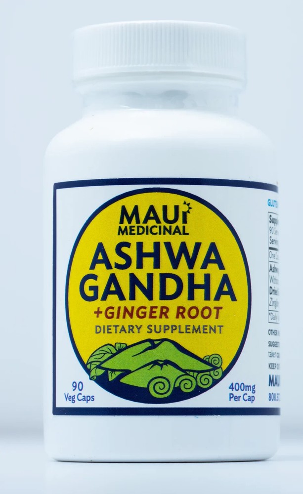ASHWAGANDHA Plus GINGER 400 mg/cap – 90 Veg Caps – by Maui Medicinal Herbs