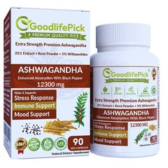 Best Ashwagandha 12300 mg with 5% Withanolides & Black Pepper-90ct Max Benefits