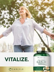 Garlic Supplement | High Allicin 1000mg | 180 Caplets | Odorless | by Carlyle