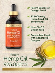 Hemp Seed Oil 925000 mcg | 4Fl Oz | with Omega 3 6 9 | by Carlyle