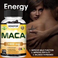 Organic Maca Root Capsules | 120 Capsules Peruvian Maca Extract for Men & Women