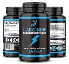 L-Arginine 1,000 MG Extra Strength Nitric Oxide & Circulation Boost 60 Ct By SMS