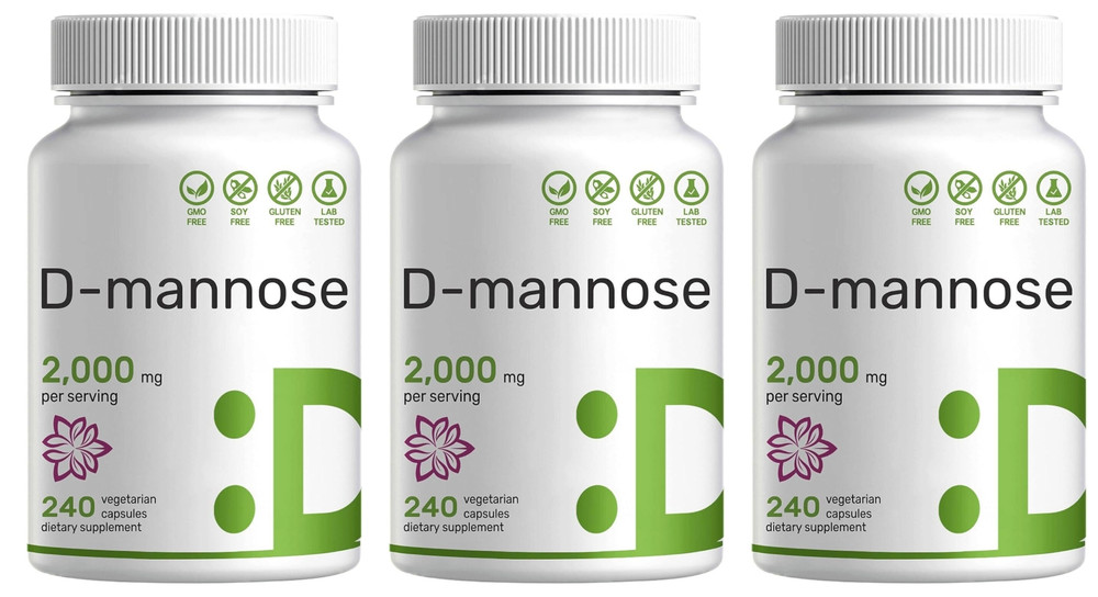 D-Mannose 2000mg 3X240 Caps Non GMO/Gluten-Free Extra Strength Mannose 2000mg