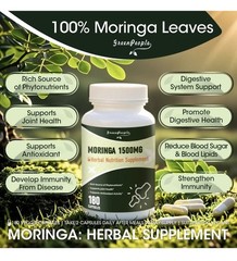 Green People /Moringa/2 Pack /1500mg /Supports Energy /180 Caps /Best By 02/2027