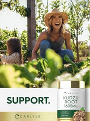 Kudzu Root 1600mg | 100 Extract Capsules | Non-GMO and Gluten Free | by Carlyle