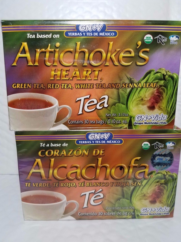 NEW 2 ARTICHOKE’S HEART TEA GN VIDA (PACK OF 2 BOXES) 30 BAGS EA. EXP 12/2024