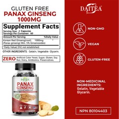 Korean Red Panax Ginseng Pills 1000mg, 30/60/120 Capsules 5% Ginsenosides