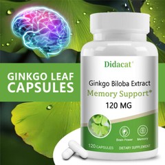 Ginkgo Biloba 120 Mg Capsules Support Brain Health Boosts Mental Clarity & Focus