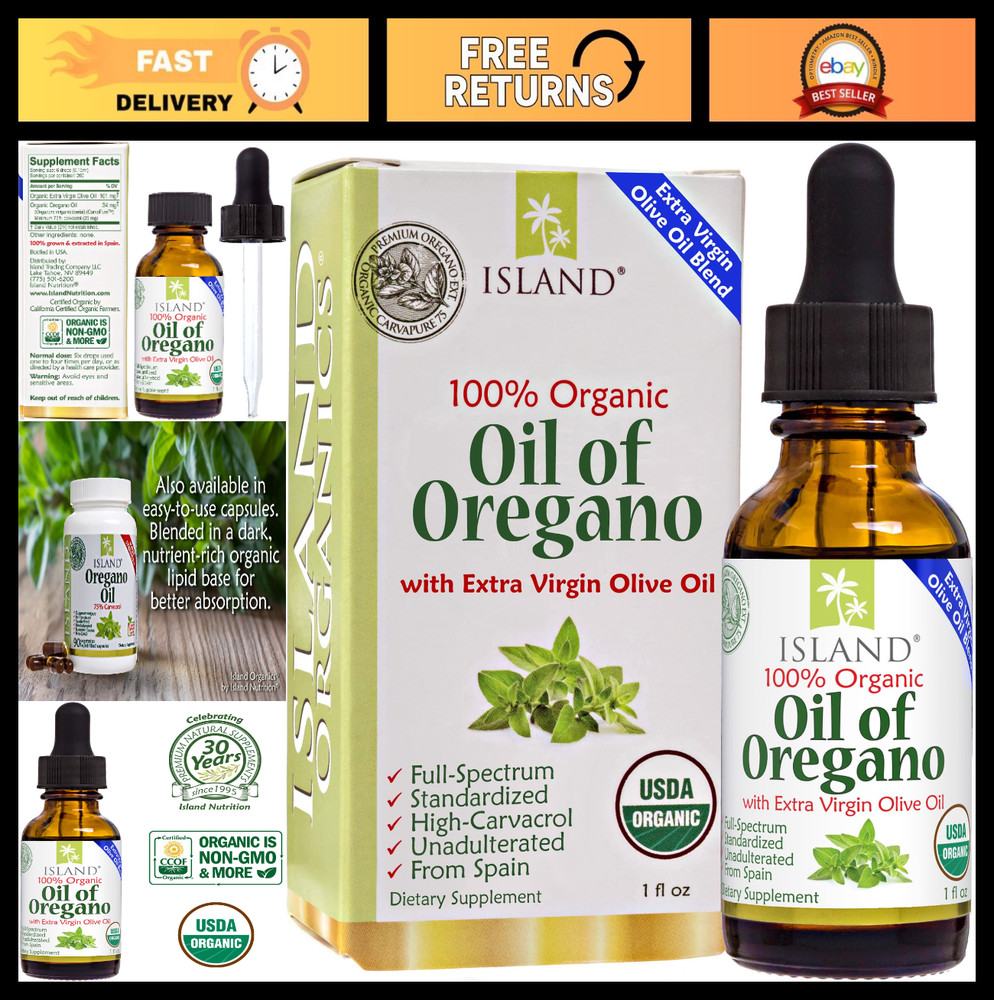 Organic Oil of Oregano Liquid Drops 1 fl oz – Pure Oregano & Olive Oil Blend, Sp