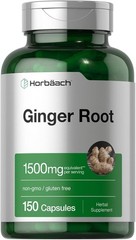 Ginger Root Capsules 1500 mg | 150 Pills | Non-GMO, Gluten Free | by Horbaach