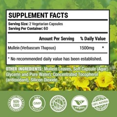 Mullein – 120 Capsules-1500 mg – Supports HealthyRespiratory Function