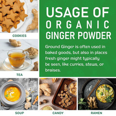 Organic Ginger Root Powder 1 LB Jar – Gluten Free, Non-GMO – for Cooking, Baking