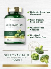 Sulforaphane Broccoli Sprout Extract Capsules | 400 mcg | 180 Count | by Carlyle