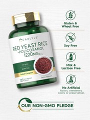 Red Yeast Rice with Policosanol | 1220mg | 120 Capsules | Non-GMO | by Carlyle