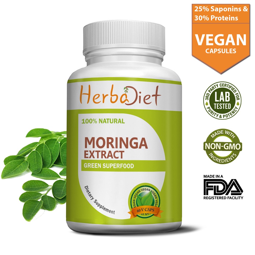 Natural Moringa Capsules Antioxidant Multi Vitamin (5000mg eq) Strong Extract