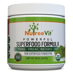 Pure Organic Powder SuperFood Mix – Moringa Spirulina Wheatrgrass Kelp- 4oz-8oz