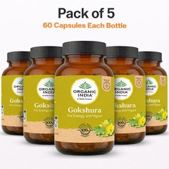 Organic India Gokshura 60 Capsules 400mg Ayurvedic Herbal Wellness 5 Pack